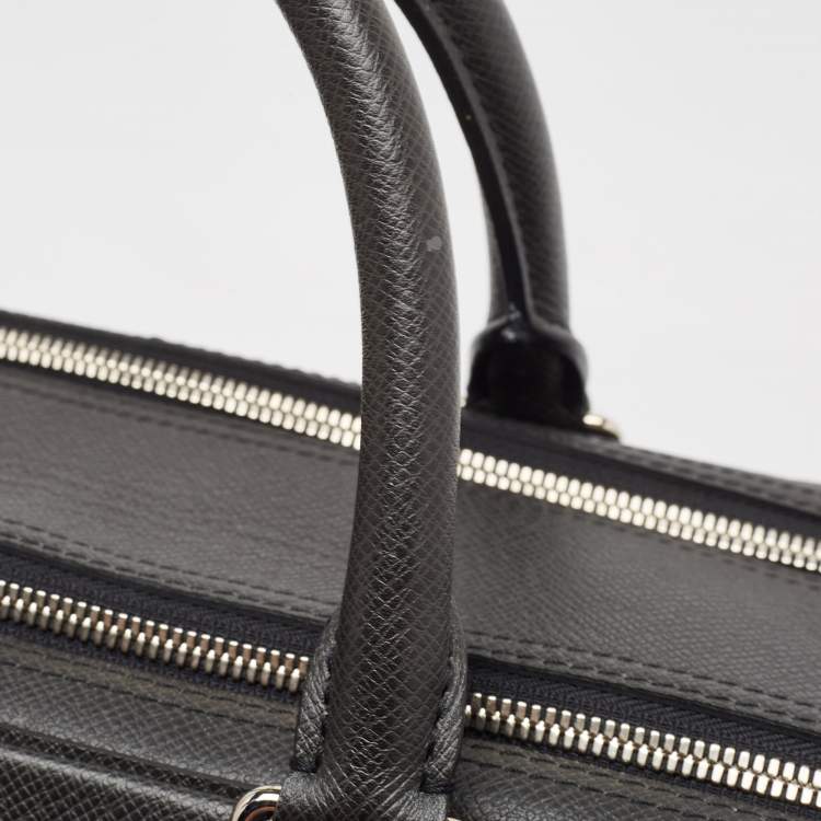 Pre Owned Louis Vuitton Black Taiga Leather Documents Briefcase Bag