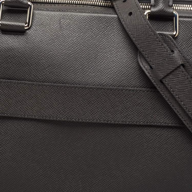 Pre Owned Louis Vuitton Black Taiga Leather Documents Briefcase Bag