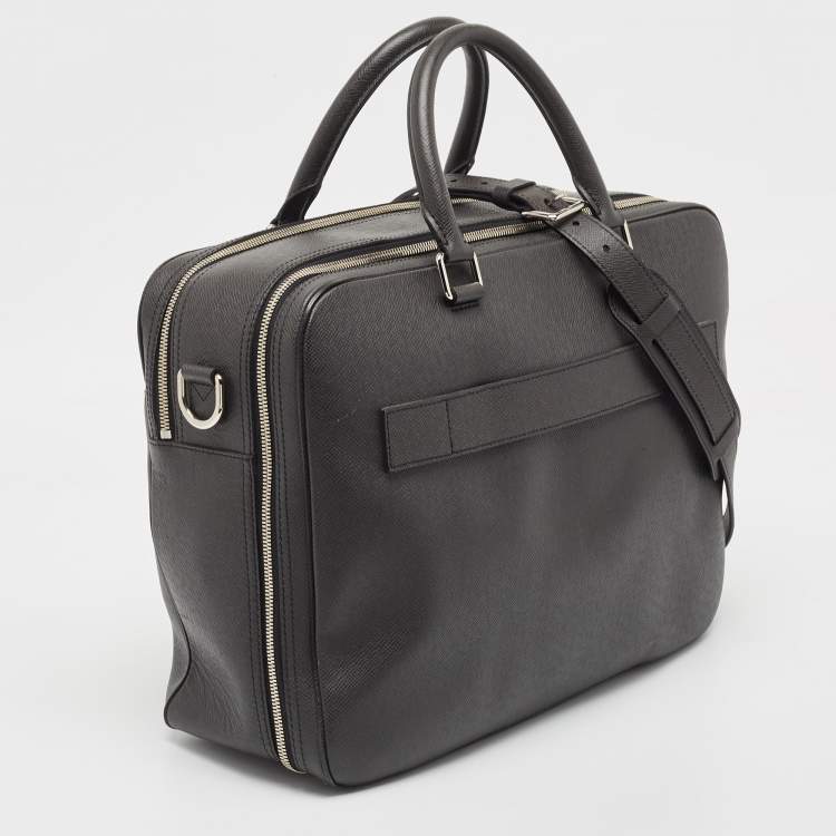 Pre Owned Louis Vuitton Black Taiga Leather Documents Briefcase Bag