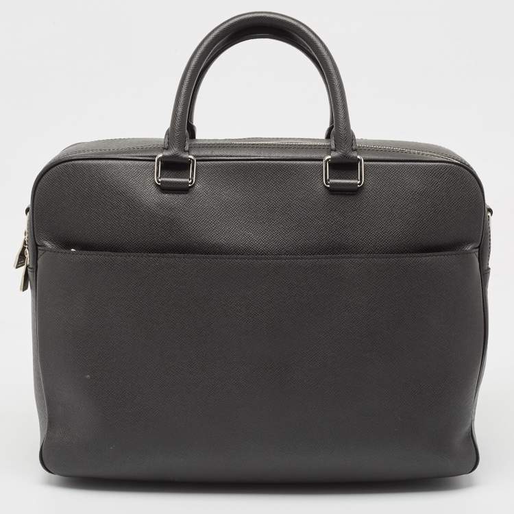 Pre Owned Louis Vuitton Black Taiga Leather Documents Briefcase Bag