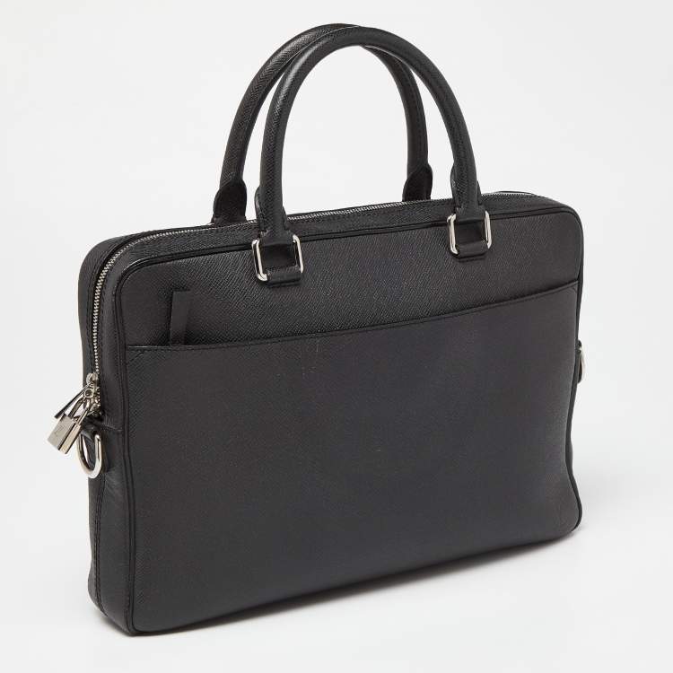 Pre Owned Louis Vuitton Black Taiga Leather Porte Documents Briefcase Bag