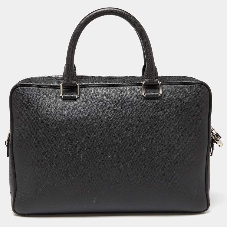 Pre Owned Louis Vuitton Black Taiga Leather Porte Documents Briefcase Bag