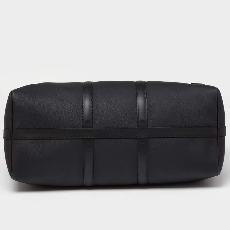 Pre Owned Louis Vuitton Black Aerogram Leather Keepall Bandoulière 50 Bag