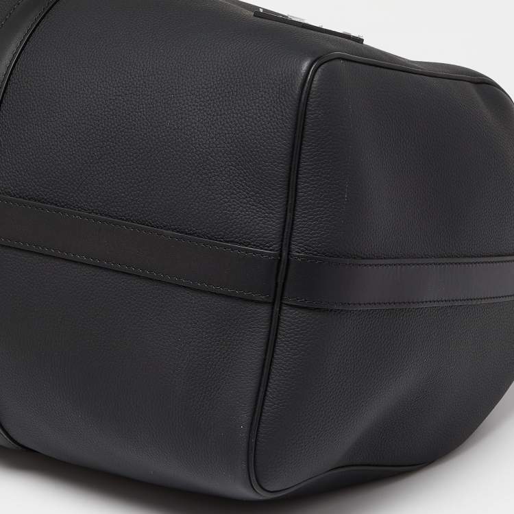 Pre Owned Louis Vuitton Black Aerogram Leather Keepall Bandoulière 50 Bag
