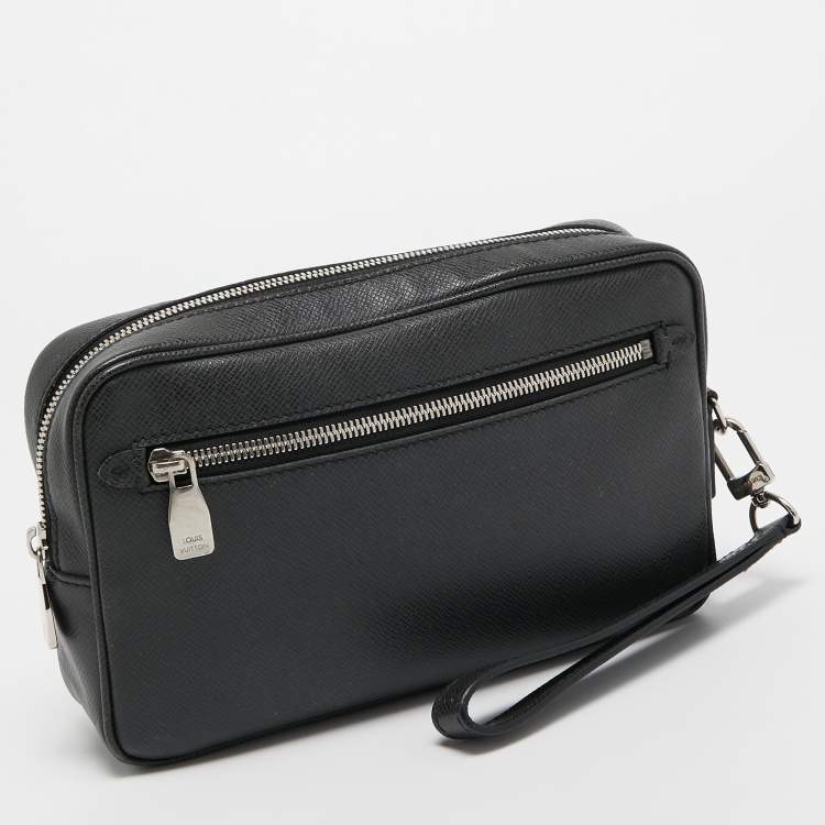 Pre Owned Louis Vuitton Black Taiga Leather Kasai Clutch Bag