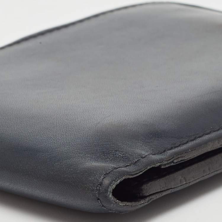 Pre Owned Louis Vuitton Navy Blue Leather Bifold Wallet
