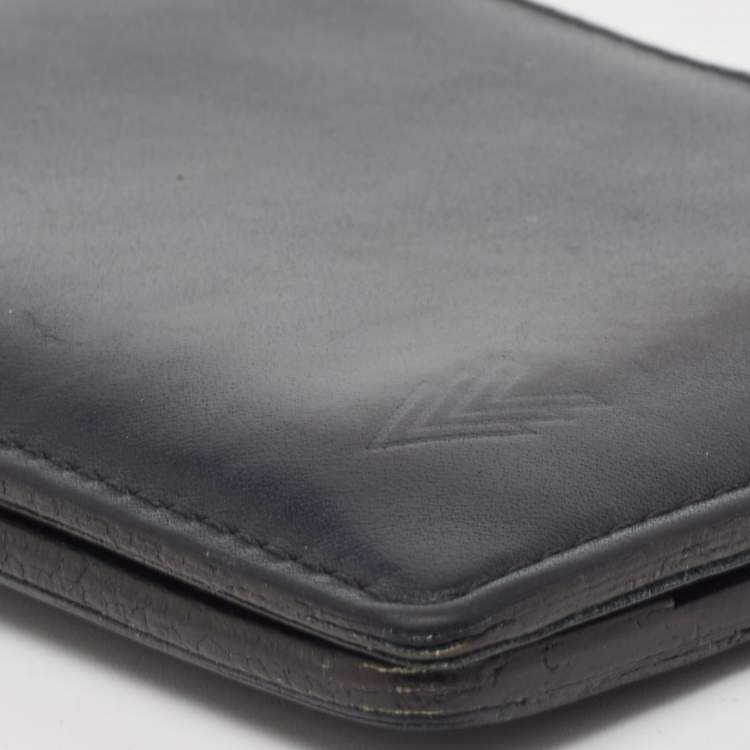 Pre Owned Louis Vuitton Navy Blue Leather Bifold Wallet