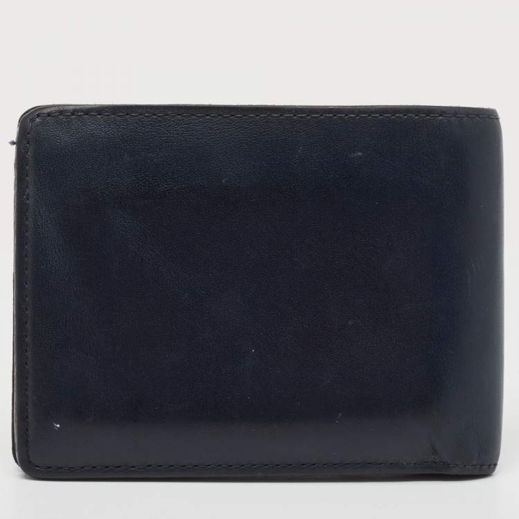 Pre Owned Louis Vuitton Navy Blue Leather Bifold Wallet