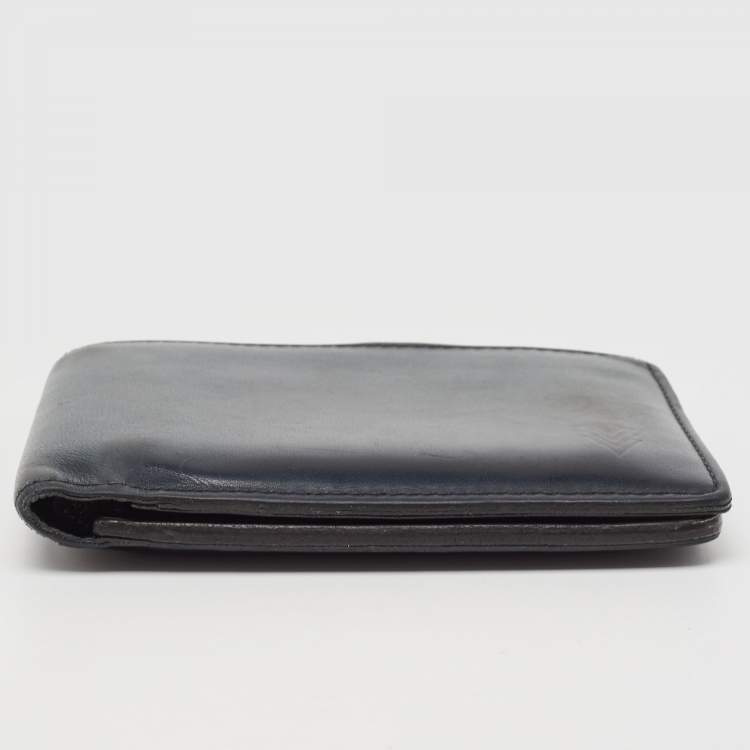 Pre Owned Louis Vuitton Navy Blue Leather Bifold Wallet