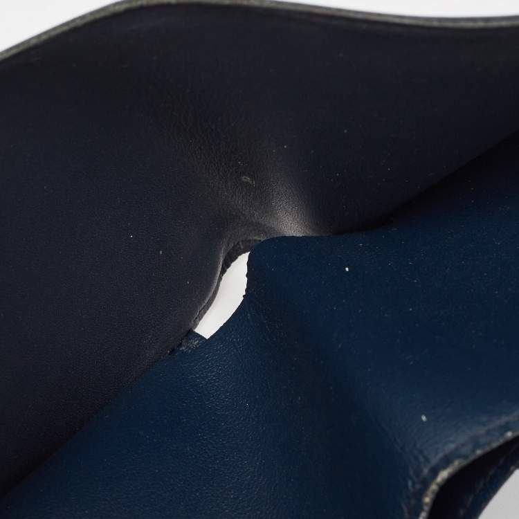 Pre Owned Louis Vuitton Navy Blue Leather Bifold Wallet