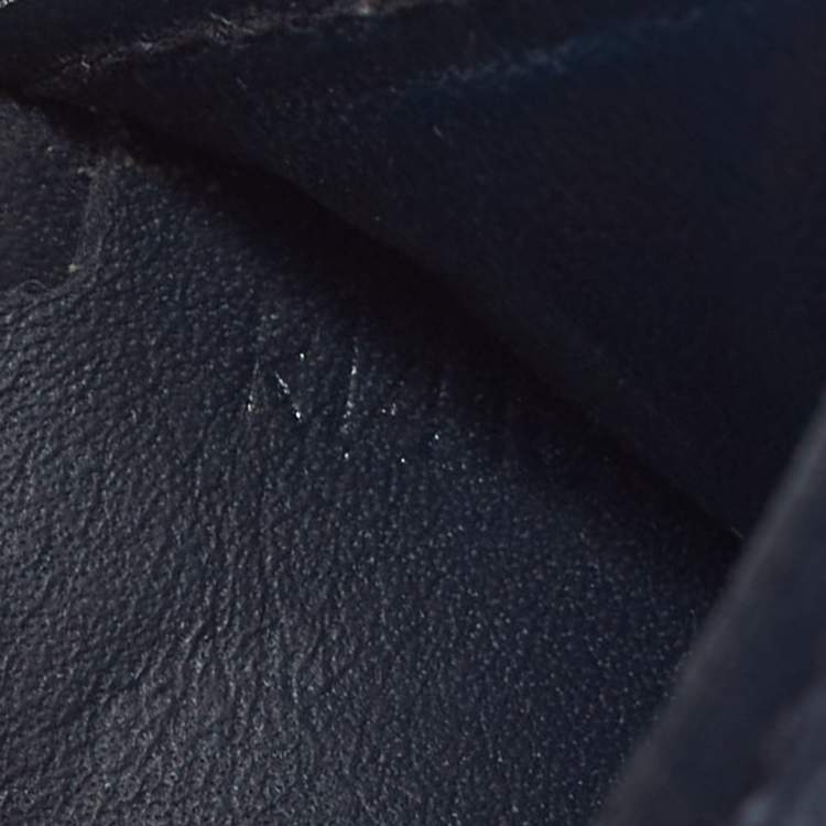 Pre Owned Louis Vuitton Navy Blue Leather Bifold Wallet