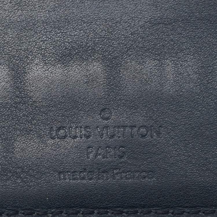 Pre Owned Louis Vuitton Navy Blue Leather Bifold Wallet