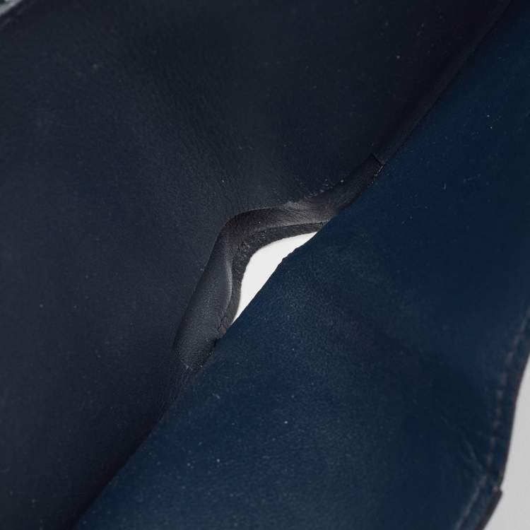 Pre Owned Louis Vuitton Navy Blue Leather Bifold Wallet