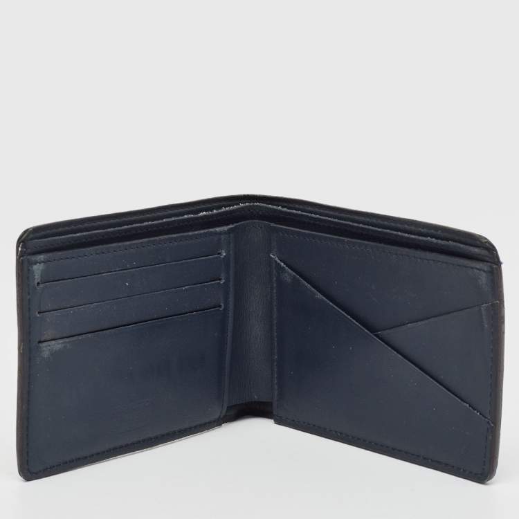 Pre Owned Louis Vuitton Navy Blue Leather Bifold Wallet