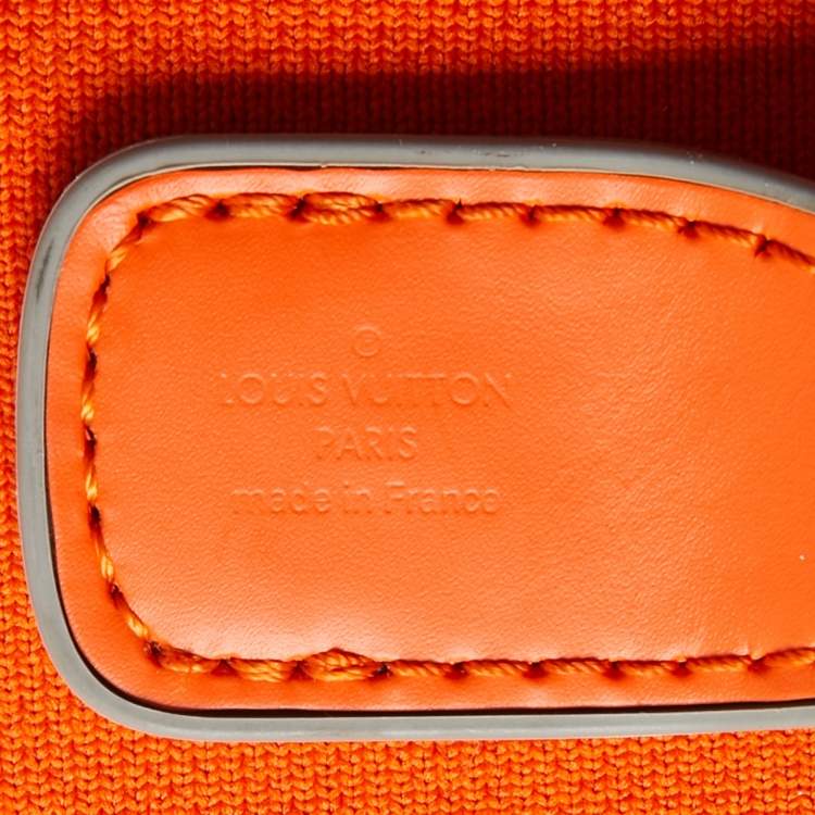 Pre Owned Louis Vuitton Orange Monogram Knit Horizon Soft Duffle 55 Rolling Luggage