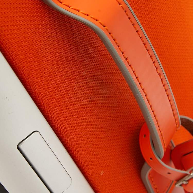 Pre Owned Louis Vuitton Orange Monogram Knit Horizon Soft Duffle 55 Rolling Luggage