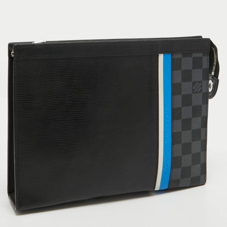 مملوكة مسبقًا Louis Vuitton Black Epi Damier Graphite Pochette Voyage MM Pouch