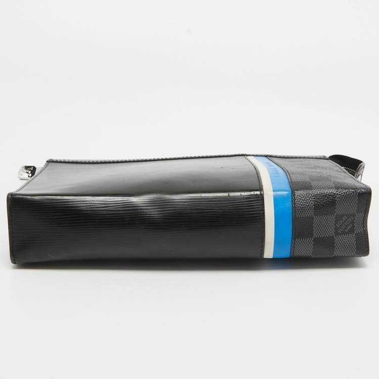 مملوكة مسبقًا Louis Vuitton Black Epi Damier Graphite Pochette Voyage MM Pouch