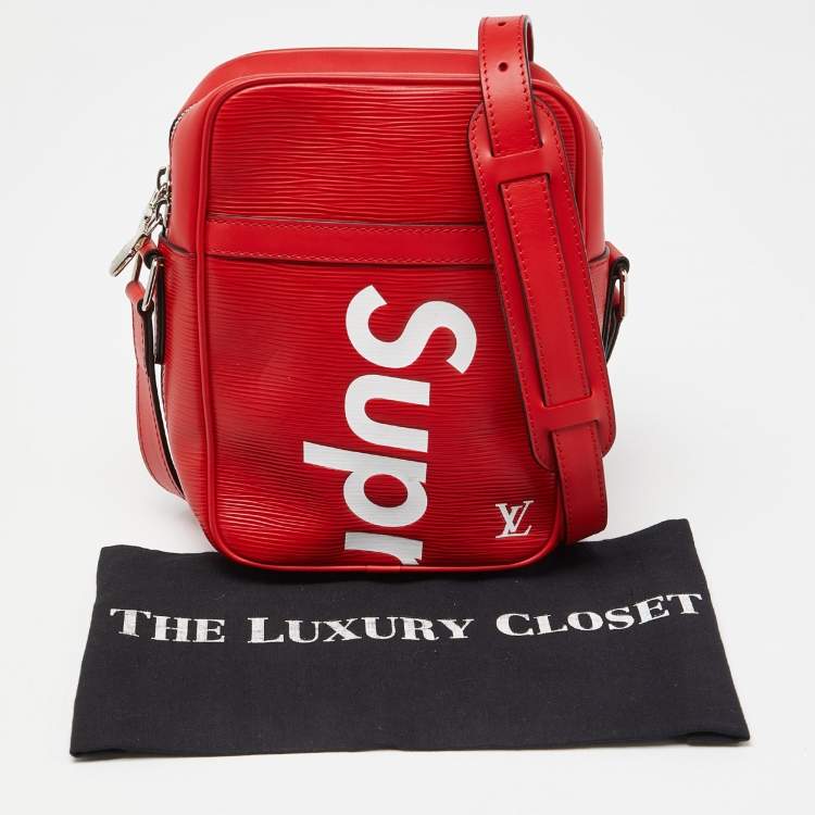 Pre Owned Louis Vuitton x Supreme Red Epi Leather Danube PM Bag
