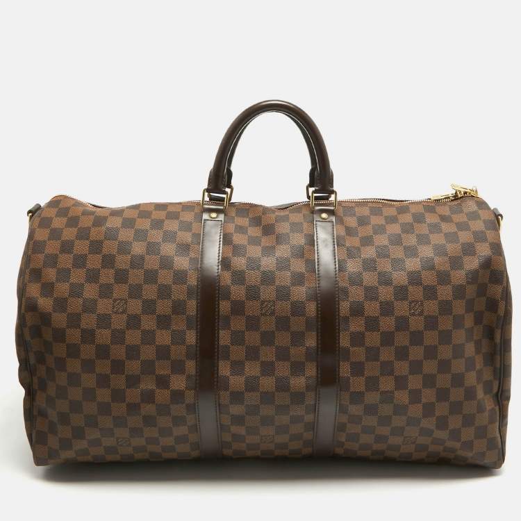 Pre Owned Louis Vuitton Damier Ebene Canvas Keepall Bandouliere 55 Bag