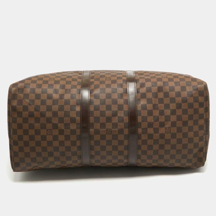 Pre Owned Louis Vuitton Damier Ebene Canvas Keepall Bandouliere 55 Bag