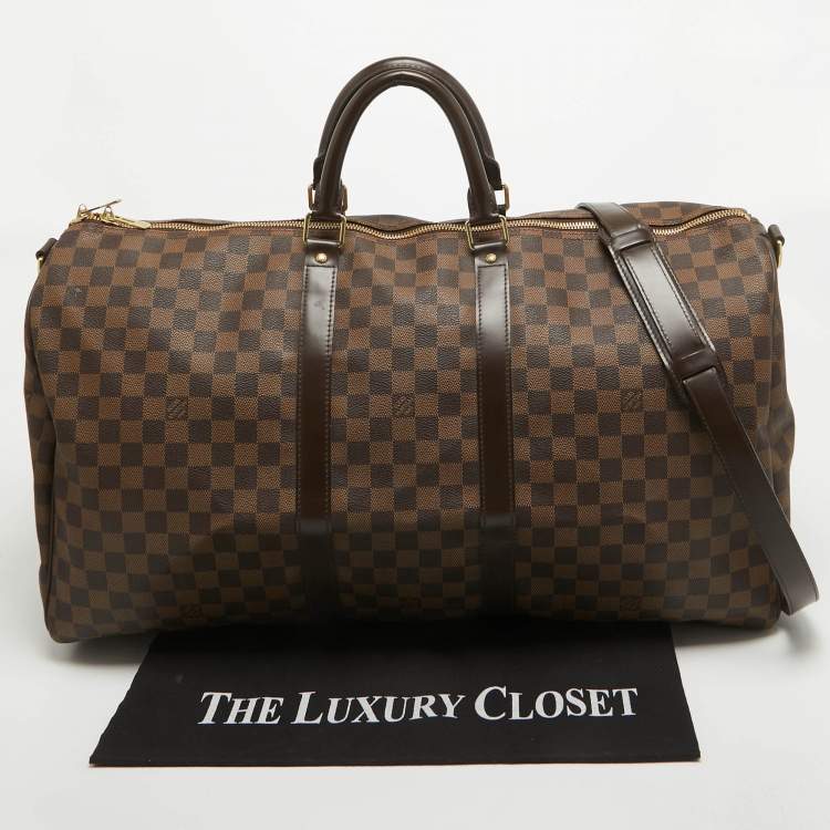 Pre Owned Louis Vuitton Damier Ebene Canvas Keepall Bandouliere 55 Bag