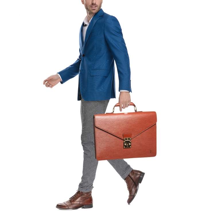 Pre Owned Louis Vuitton Cipango Gold Epi Leather Serviette Conseiller Briefcase