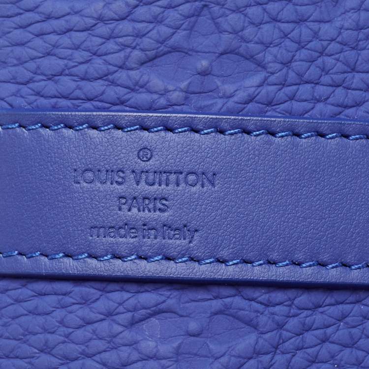 Pre Owned Louis Vuitton Racing Blue Monogram Empreinte Leather Keepall Bandoulière 50 