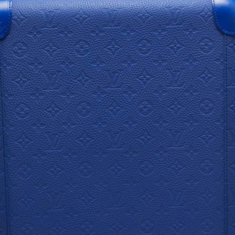 Pre Owned Louis Vuitton Racing Blue Monogram Empreinte Leather Horizon 55 Suitcase