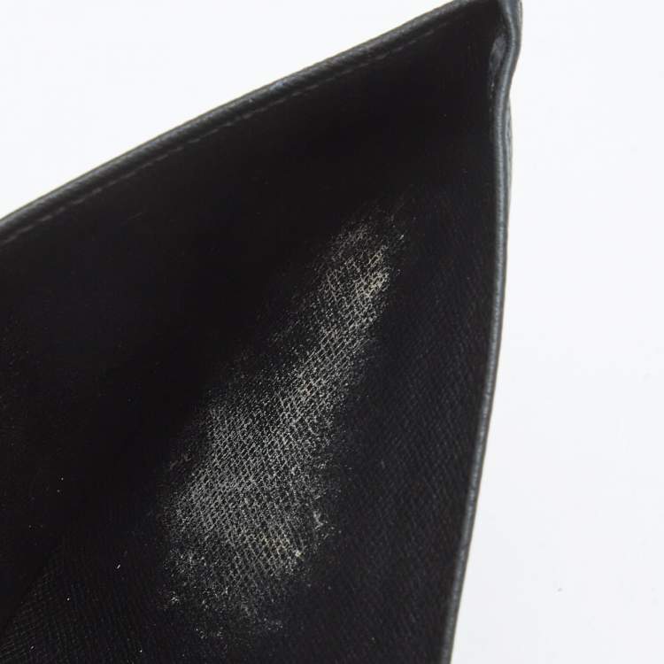 Pre Owned Louis Vuitton Black Taiga Leather Bifold Wallet
