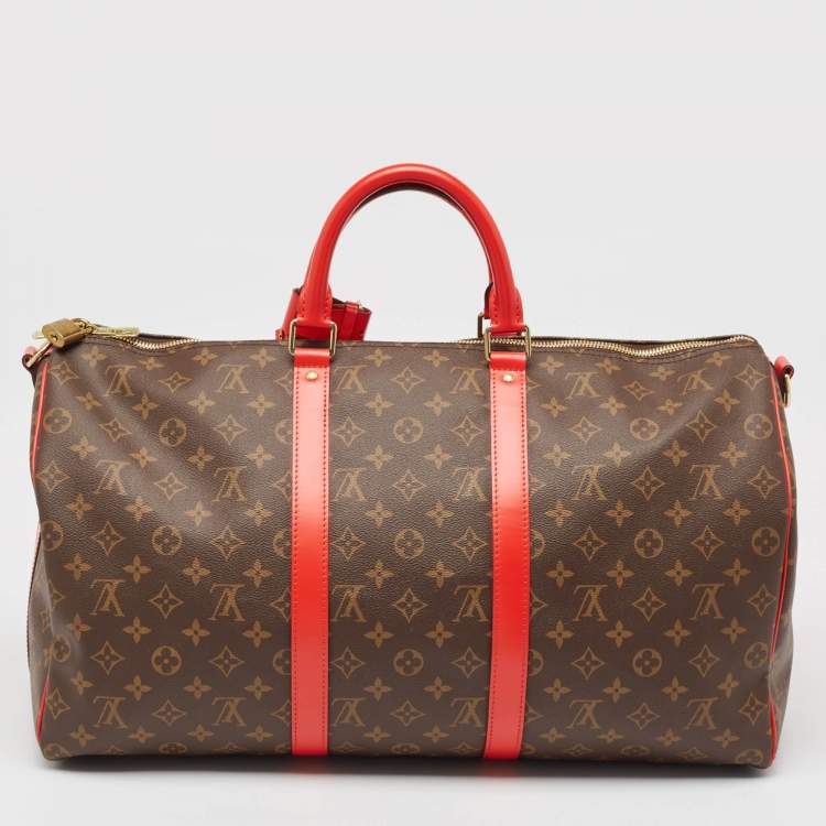 Pre Owned Louis Vuitton Cerise Monogram Canvas Keepall Bandouliere 50 Bag