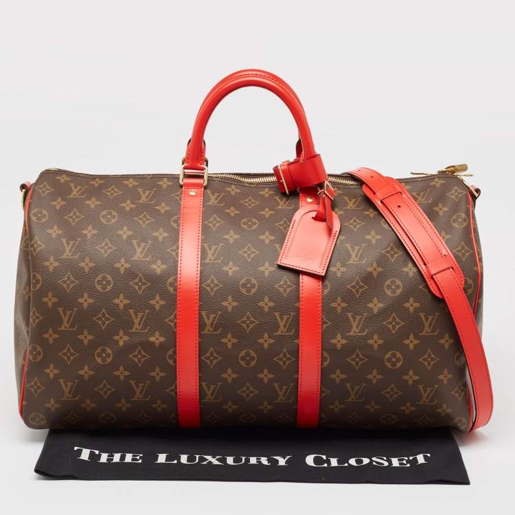 Pre Owned Louis Vuitton Cerise Monogram Canvas Keepall Bandouliere 50 Bag