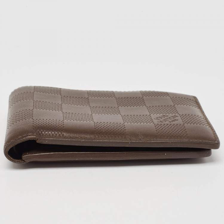 Pre Owned Louis Vuitton Brown Damier Infini Leather Multiple Wallet