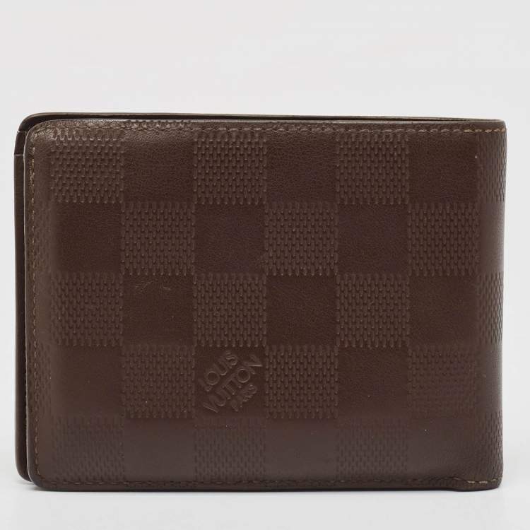 Pre Owned Louis Vuitton Brown Damier Infini Leather Multiple Wallet