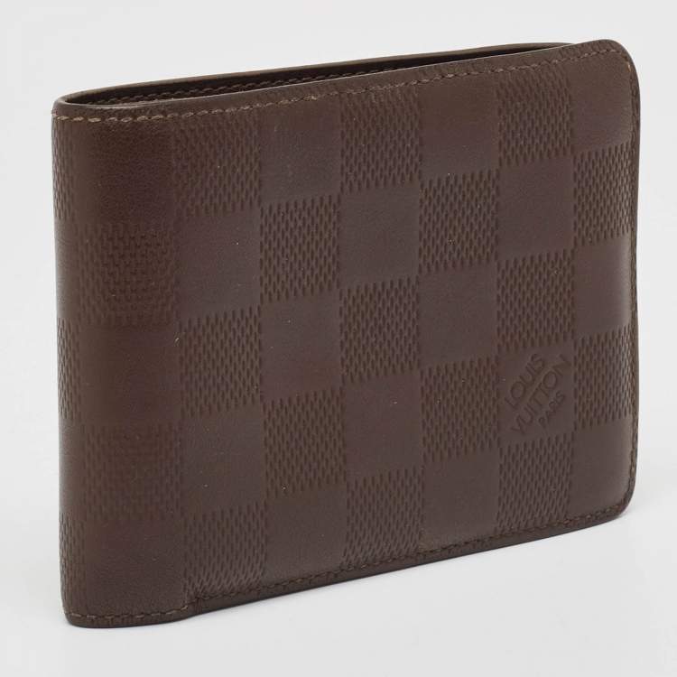 Pre Owned Louis Vuitton Brown Damier Infini Leather Multiple Wallet