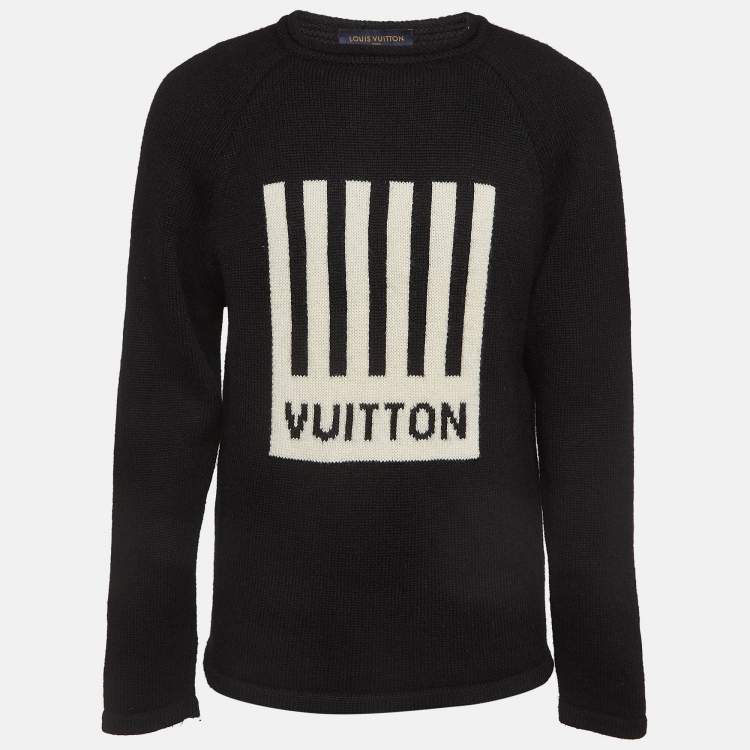 Pre Owned Louis Vuitton Black Piano Intarsia Wool Knit Sweater M