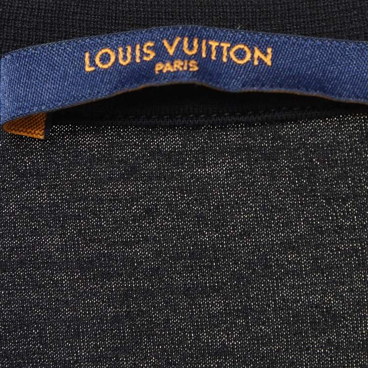 Pre Owned Louis Vuitton Black Cotton Logo Embroidered Jersey T-Shirt XL