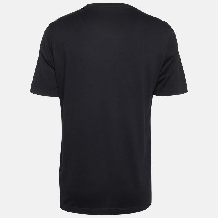 Pre Owned Louis Vuitton Black Cotton Logo Embroidered Jersey T-Shirt XL