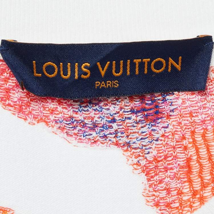 Pre Owned Louis Vuitton White Logo Watercolor Cotton Knit T-Shirt XXL