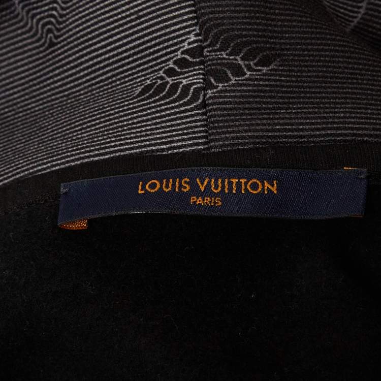 Pre Owned Louis Vuitton Grey 3D Monogram Cotton Knit Hoodie M