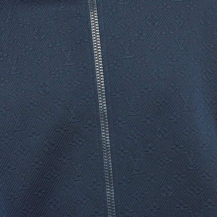 Pre Owned Louis Vuitton Navy Blue Monogram Jacquard Zip-Up Front Jacket XXL