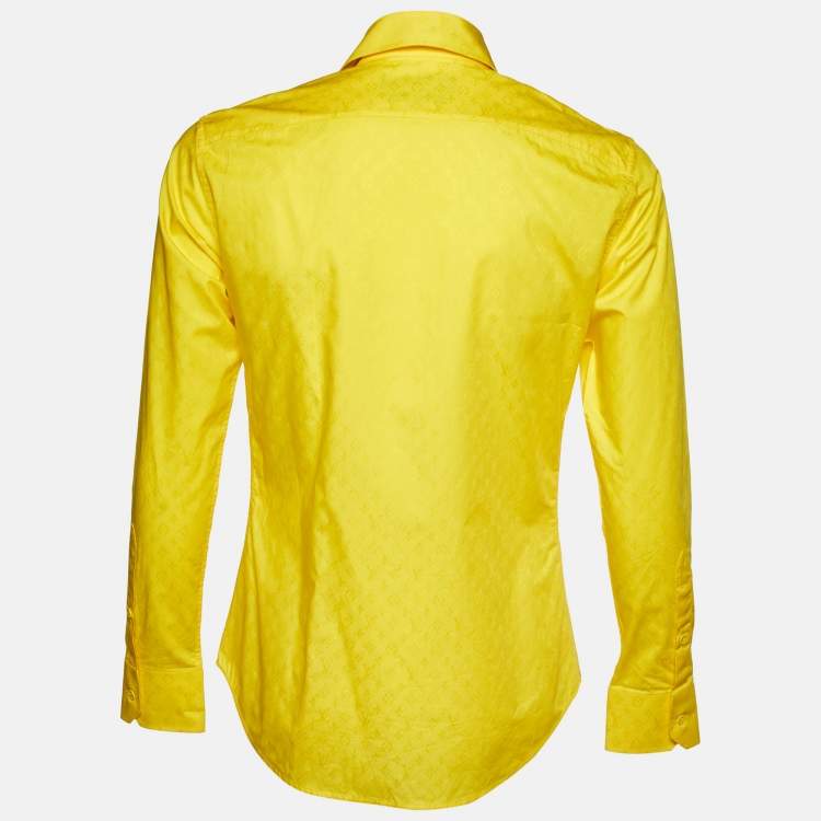 Pre Owned Louis Vuitton Yellow Monogram Jacquard Cotton Button-Up Shirt S
