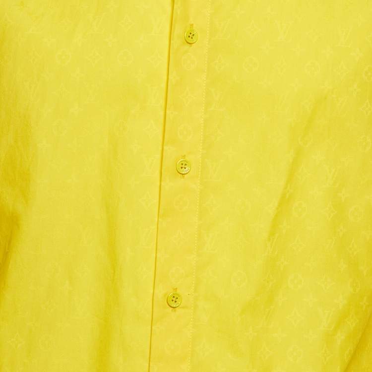 Pre Owned Louis Vuitton Yellow Monogram Jacquard Cotton Button-Up Shirt S