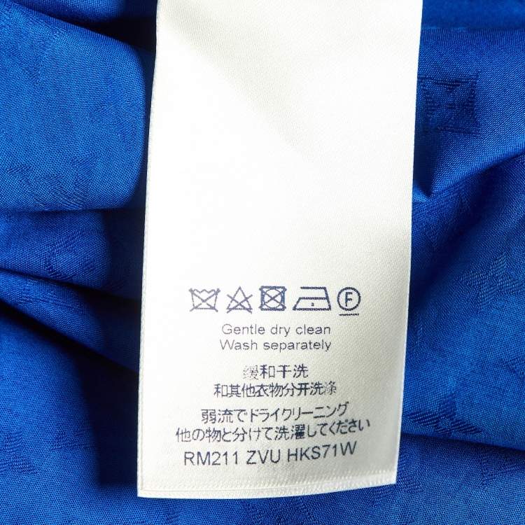 Pre Owned Louis Vuitton Blue Monogram Jacquard Cotton Button-Up Shirt S