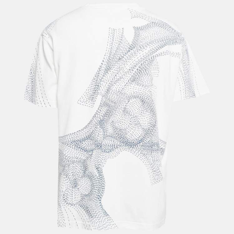 Pre Owned Louis Vuitton White Printed Cotton T-Shirt XL