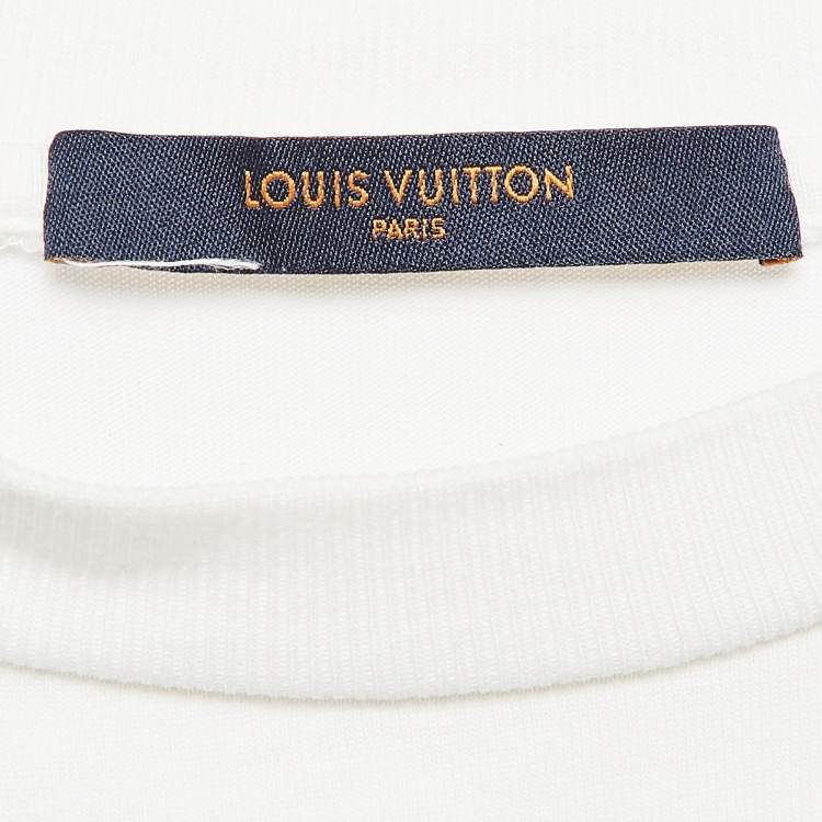 Pre Owned Louis Vuitton White Printed Cotton T-Shirt XL