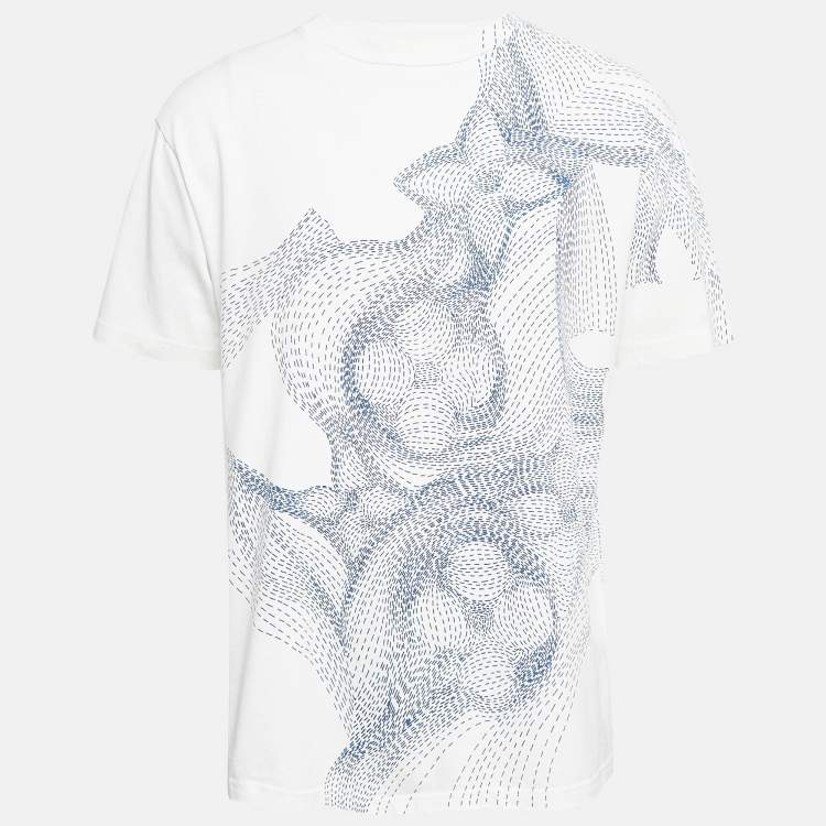 Pre Owned Louis Vuitton White Printed Cotton T-Shirt XL
