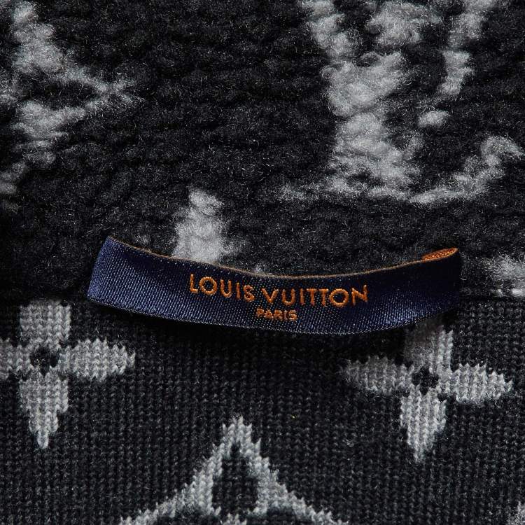 Pre Owned Louis Vuitton Black Monogram Fleece Zip-Up Teddy Jacket L