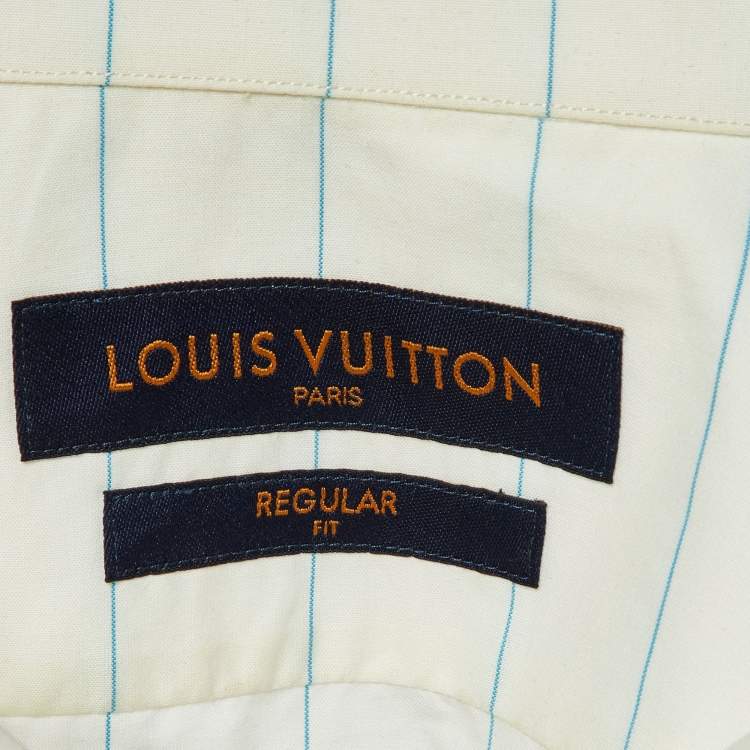 Pre Owned Louis Vuitton Cream Monogram Spray Print Cotton Regular Fit Shirt L