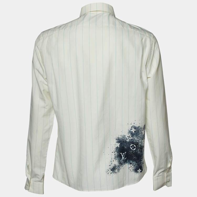 Pre Owned Louis Vuitton Cream Monogram Spray Print Cotton Regular Fit Shirt L